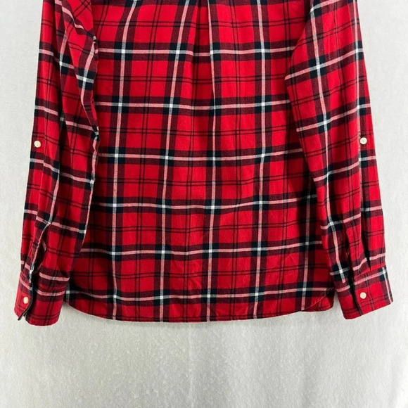 Tommy Hilfiger Button Up Shirt Women's Sz S Red Navy Long Sleeve Collared Casual - Picture 7 of 12